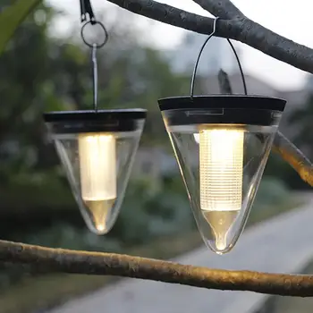 

Conical LED Solar Lamp for Garden Yard Decoration 2 Color Light Waterproof Outdoor Solar Hanging Light Pathway Road Light