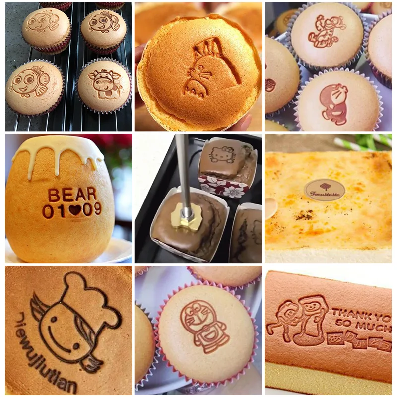 3cm Stamp with handle Fired Baked Food Cakes and Bread Stamps Soldering  Iron Bread Dorayaki Cartoon Copper Mold Home-made Logo