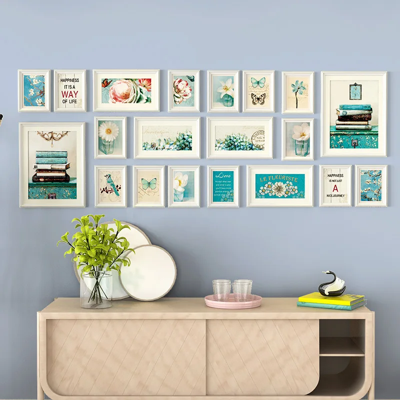 

Vintage Combination Photo Frame For Home Decor Quality Wooden DIY Gift Picture Frames Wall Hanging Ornament With Green Pictures