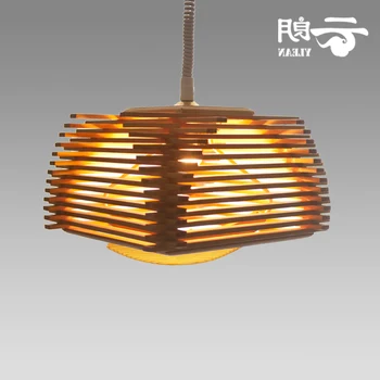 

Modern Wood Bird Cage Pendant Light 37*37*22cm Bedroom E27 110-240v lampen industrieel