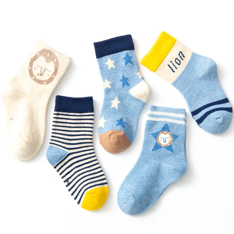 Детские носки для мальчиков и девочек; Детские От 1 до 12 лет хлопковые носки для малышей; повседневные детские носки с героями мультфильмов; 5 пар в партии - Цвет: Style G