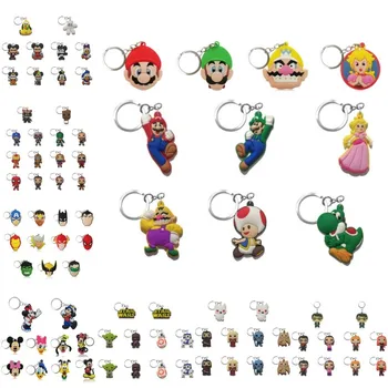 

10-21PCS Mickey Cartoon Keychain Anime Super Mario Avenger Key Ring Key Holder Fashion GOT Trinket Kids Gift Party Key Chain