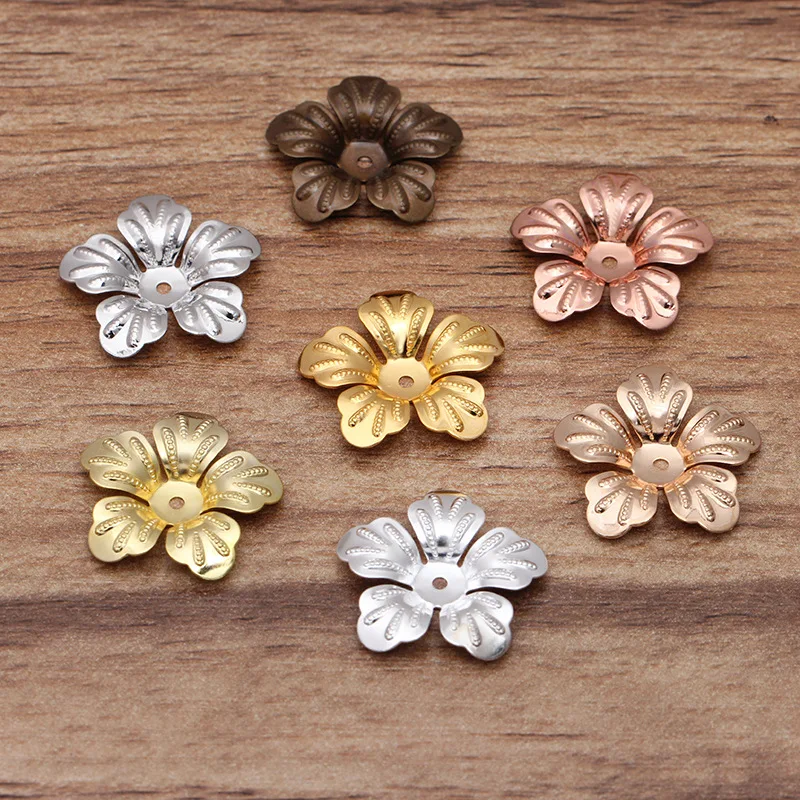 100pcs 21mm Metal Brass Flowers Base Filigree Flowers Bead Caps