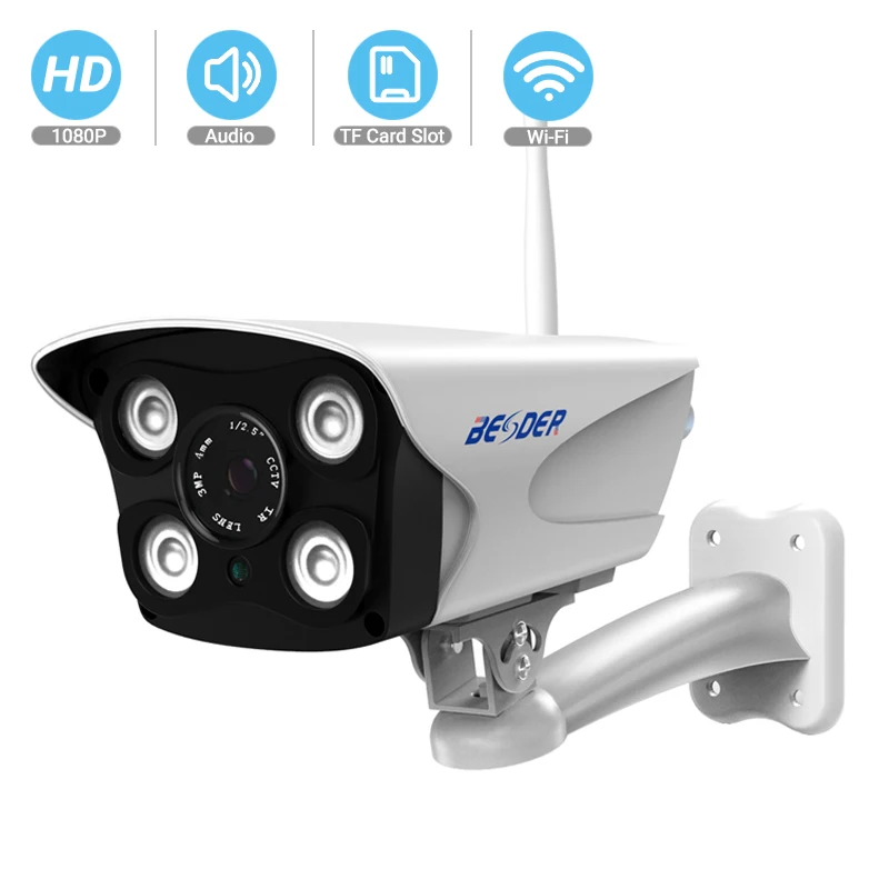 Besder 1080P двухстороннее аудио наружная WiFi камера металлический чехол с 2 ИК светодиодами и 2 белый светильник с светодиодами беспроводная камера безопасности IP CamHi