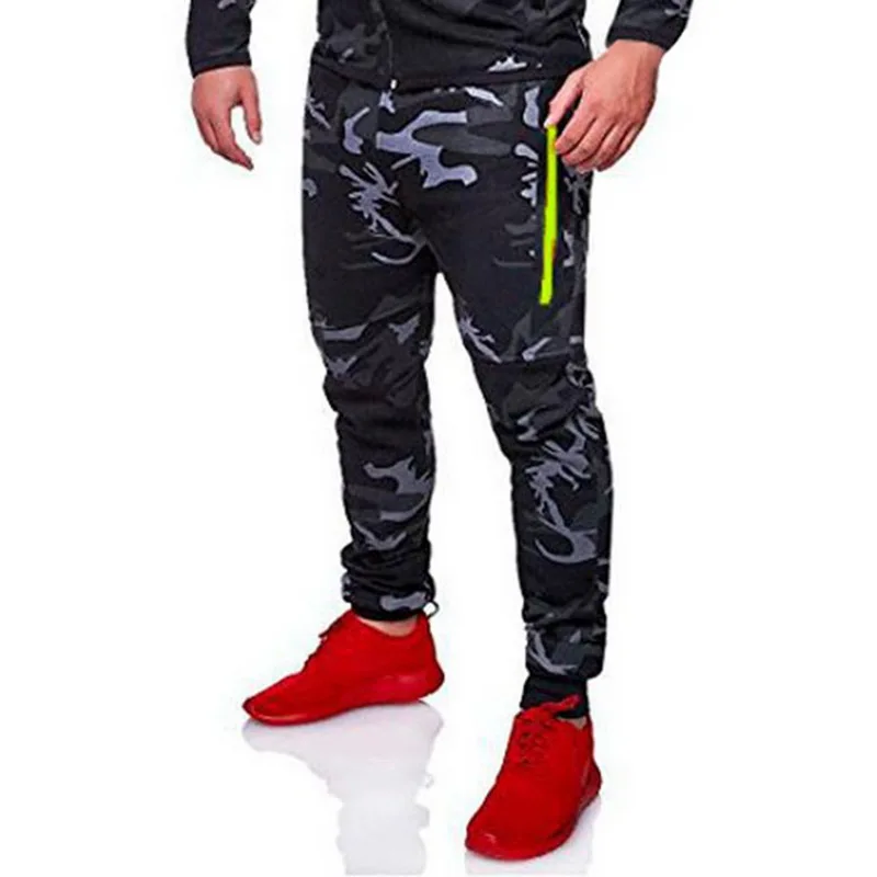 CYSINCOS камуфляжные куртки набор для мужчин камуфляж Печатный спортивная одежда мужской спортивный костюм топ брюки костюмы Толстовка Пальто Штаны Осень-зима - Цвет: Camo Dark Gray Pant1