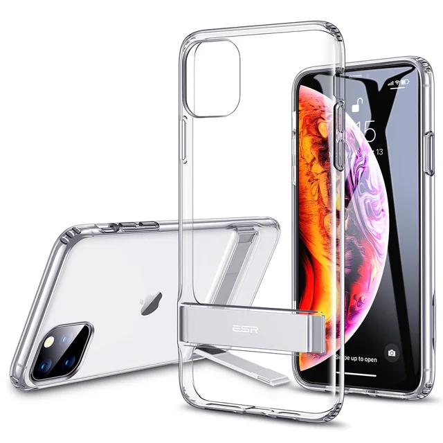 ESR Case for iPhone 11 /11 Pro Max Stand Metal Kickstand+Soft TPU Bumper Back Cover for iPhone X XR XS 11 8 7 Plus Case Funda Transparant