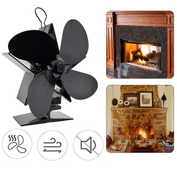 

Color Fireplace 4 Blade Heat Powered Stove Fan Hot Fan Log Wood Burner Eco Friendly Quiet Fan Home Efficient Heat Distribution