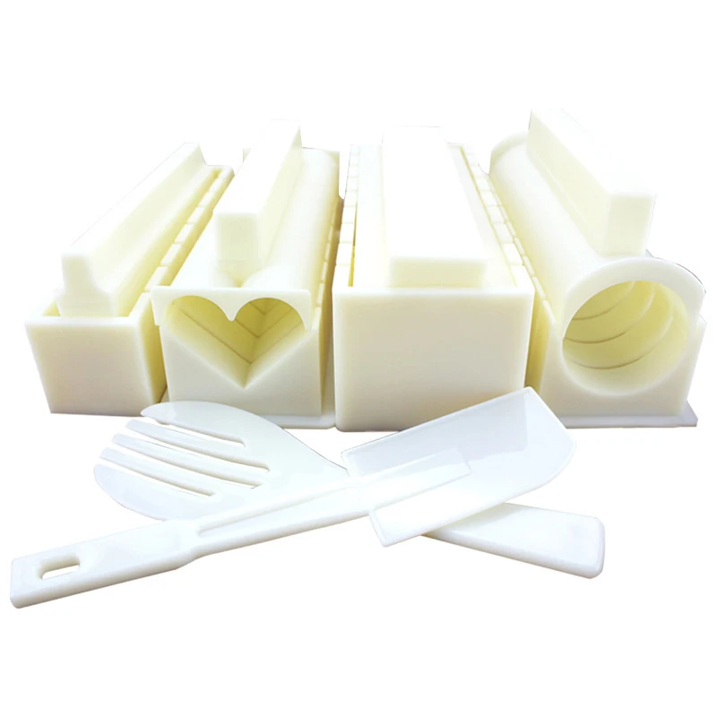 

10Pcs/Set Sushi Maker Equipment Kit Japanese Rice Ball Cake Roll Mold Sushi Multifunctional Mould Making Sushi Tools