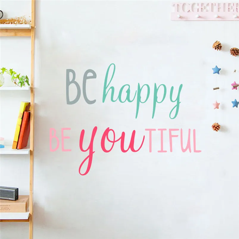 Be Happy Multicolor English Rumors DIY Stickers Home Decoration Wall Stickers Muraux Pour Enfants Chambres 30SEP601