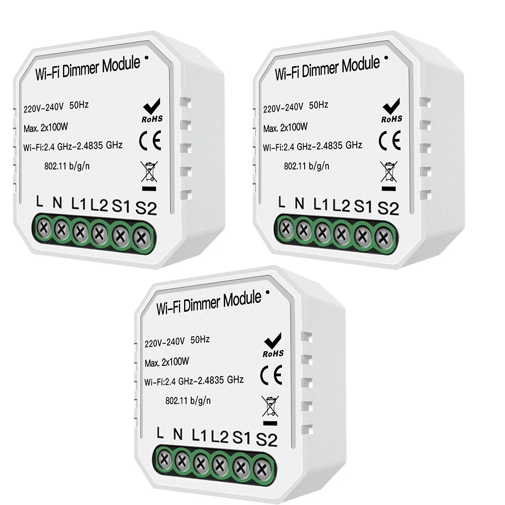 3 PCs 2 комплекта DIY WiFi умный 2 способ светильник светодиодный диммер модуль переключатель Smart Life/Tuya приложение дистанционное управление работа с Alexa Google Home - Цвет: 3 PCs