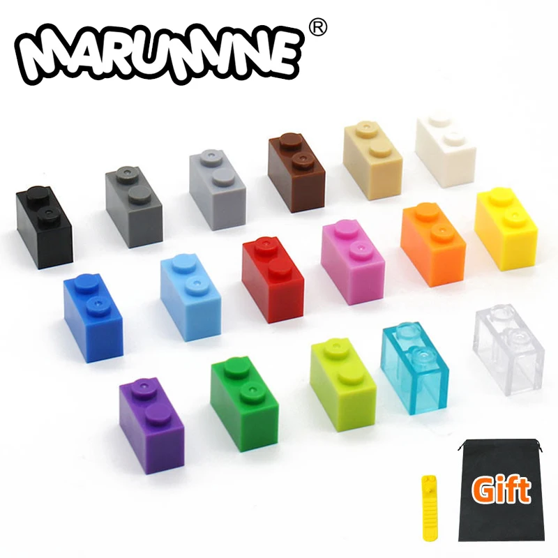 MARUMINE 200 PCS/Lot 1X2 points Cube briques 3004 13 couleurs apprentissage blocs de construction bricolage jouets compatibles toutes les grandes marques (lot de 200)