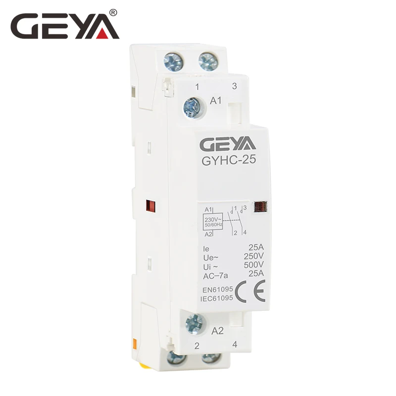 GEYA бытовой модульный контактор 2P 16A 20A 25A 2NC 2NO 1NO1NC Din рейка Тип 50/60 Гц автоматический