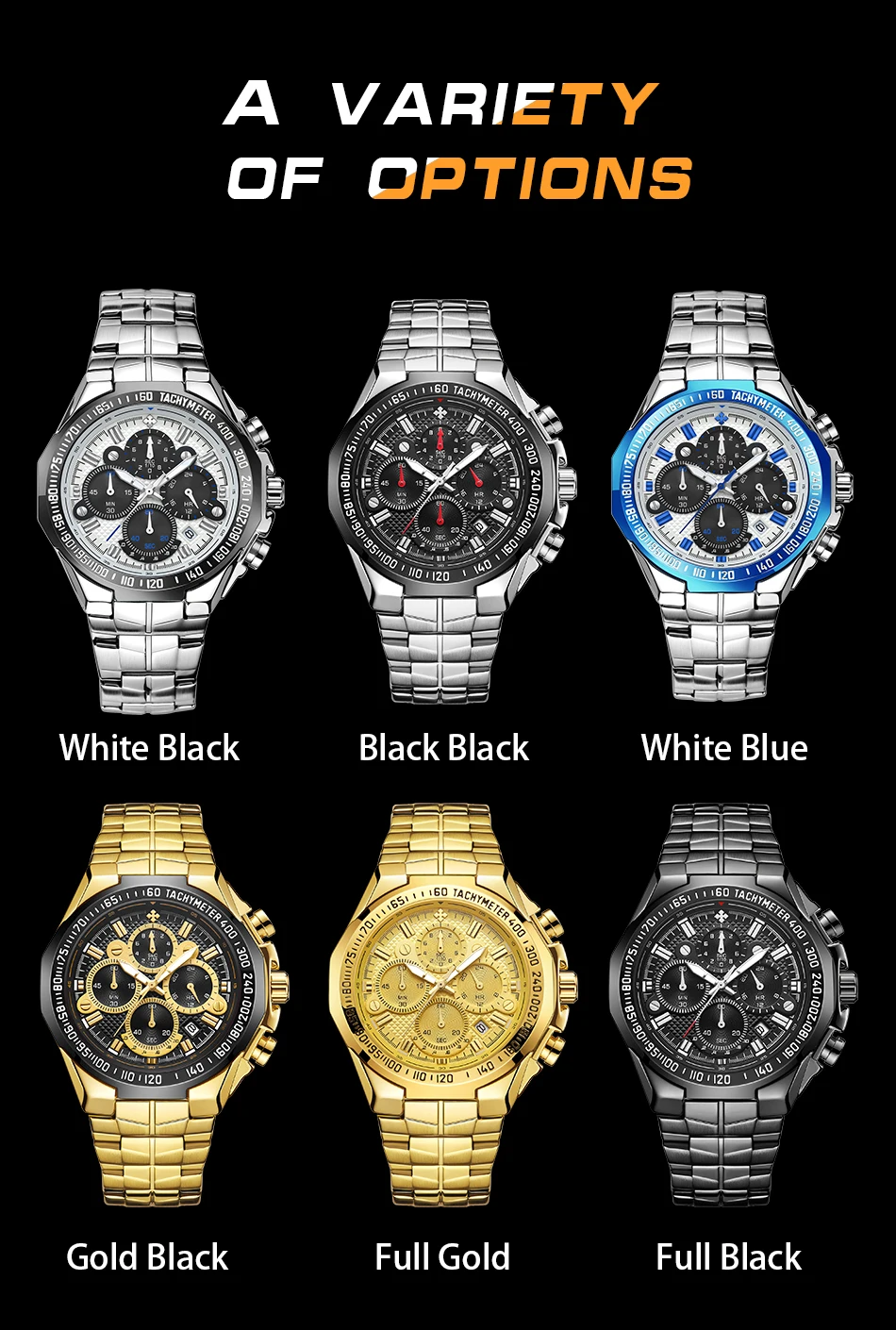 Relogio Masculino WWOOR Men Watches 2022 Top Brand Luxury Wrist Watches Men Male Gold Big Golden Chronograph Wristwatch Man