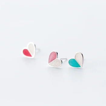 

S925 Silver Ice Cream Ear Stud Women's Korean-style Cute Joint Heart Ear Stud Sweet Heart Shape Ear Rings Stud Earrings