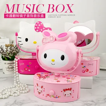 

a belt The mirror hello Kitty Music box Make up lens KT cat Cartoon creative Multifunctional first Jewelry box Receive
