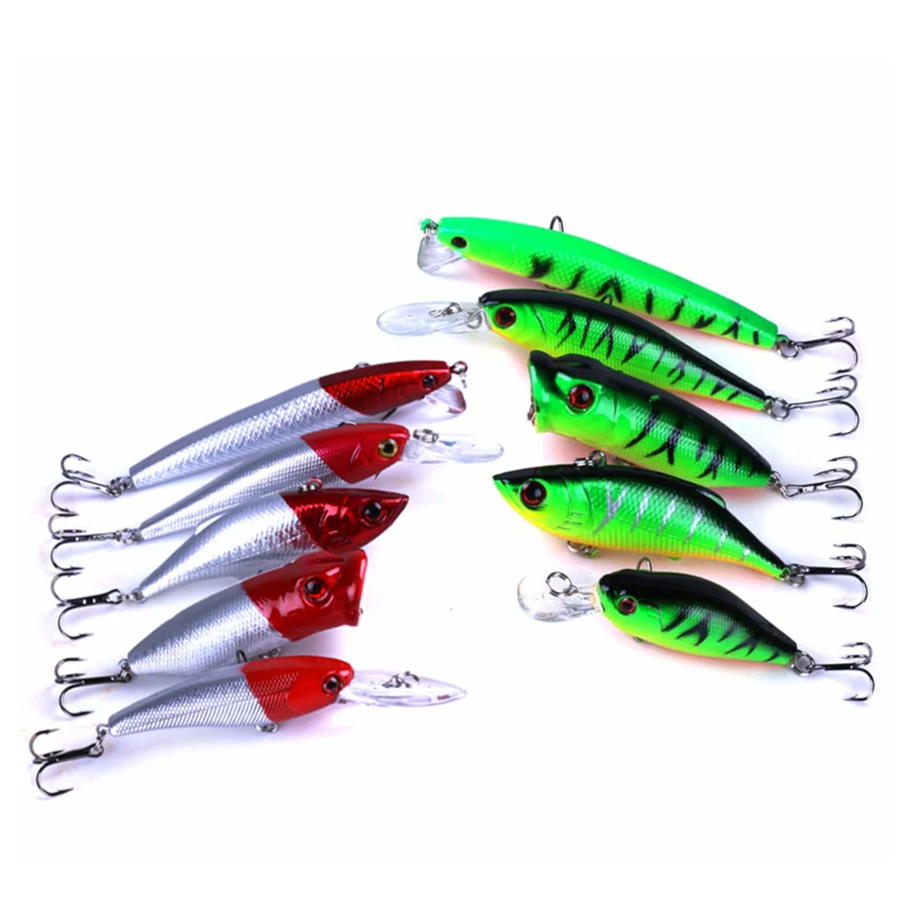 10 шт./компл. Гольян Поппер crankbait смешанные рыболовные приманки комплект искусственный Жесткий реалистичные приманки воблер для ловли карпа рыболовные снасти Pesca
