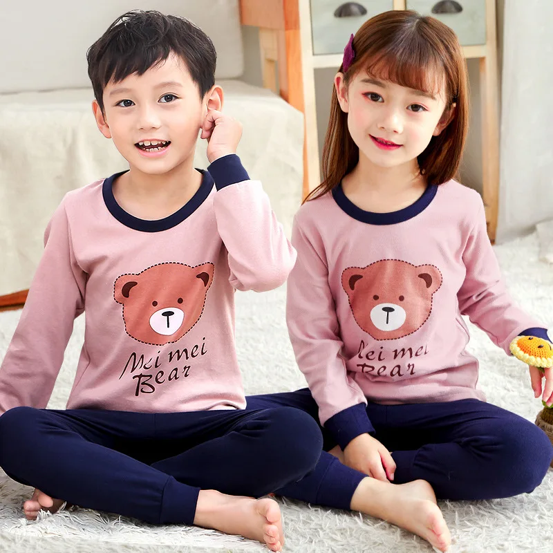 

Autumn Kids Pajamas Sets Big Boys Girl Cartoon Sleepwear Long-sleeved Baby Girls Clothes T-shirt+pant Children's Pijamas Suits