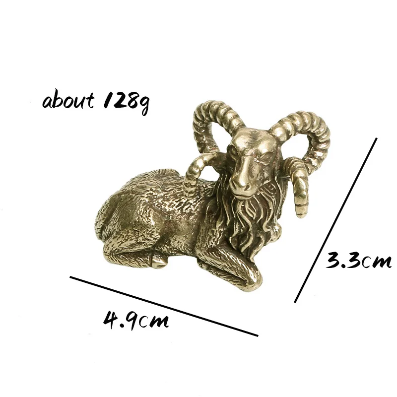 Solid Brass Goat Ornaments Antique Copper Zodiac Animal Sheep Miniatures Figurines Home Decorations Accessories Desktop Pen Rack