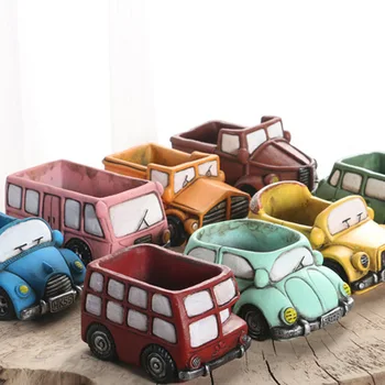 

Creative Retro Cartoon Car Succulent Flower Pot Birthday Gift Micro Landscape Potted Ornaments Desktop Home Garden Decor LA896
