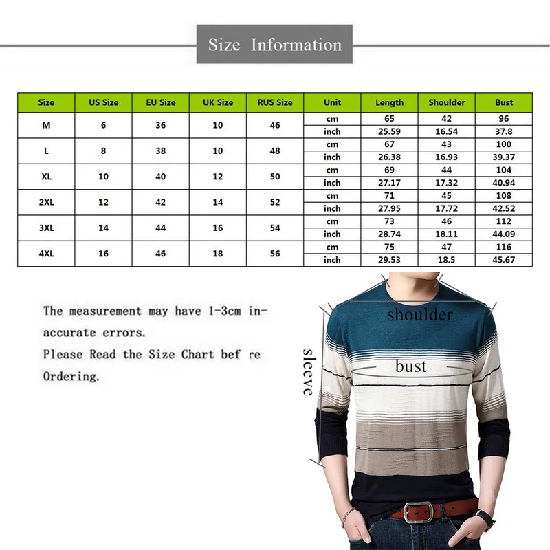 WENYUJH 2019 Autumn New Men's Sweater O-Neck Striped Slim Fit Knittwear Mens Sweaters Pullover Men Pull Homme 4XL Men Colthing WENYUJH 2019 Autumn New Men's Sweater O-Neck Striped Slim Fit Knittwear Mens Sweaters Pullover Men Pull Homme 4XL Men Colthing