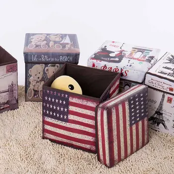 

Foldable Storage Stool Bench Toys Storage Chair for Clothes Books Multifunctional Box Home Decor Organizer Christmas Gift HM0181