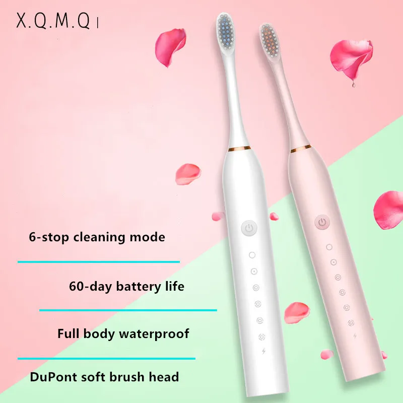 Sonic Electric Toothbrush 6 Mode USB Charger IPX7 Waterproof Adult timer Brush Tooth Brushes Replacement Heads Teeth Whitening Sonic Electric Toothbrush 6 Mode USB Charger IPX7 Waterproof Adult timer Brush Tooth Brushes Replacement Heads Teeth Whitening