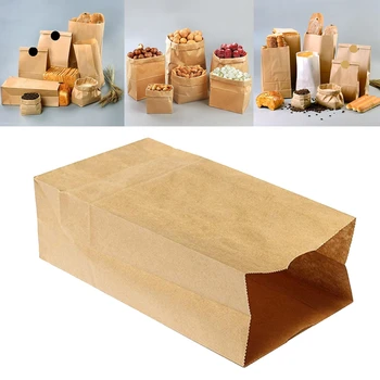 

100pcs Biscuits Packaging Wrapping Supplies for Party Wedding Favors Handmade Bread Cookies Gift Brown Kraft Paper Bag