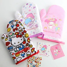 Корейский стиль мультфильм hello kitty Анти-горячие перчатки для выпечки микроволновой печи изоляции перчатки для выпечки Прихватки для духовки перчатки для духовки