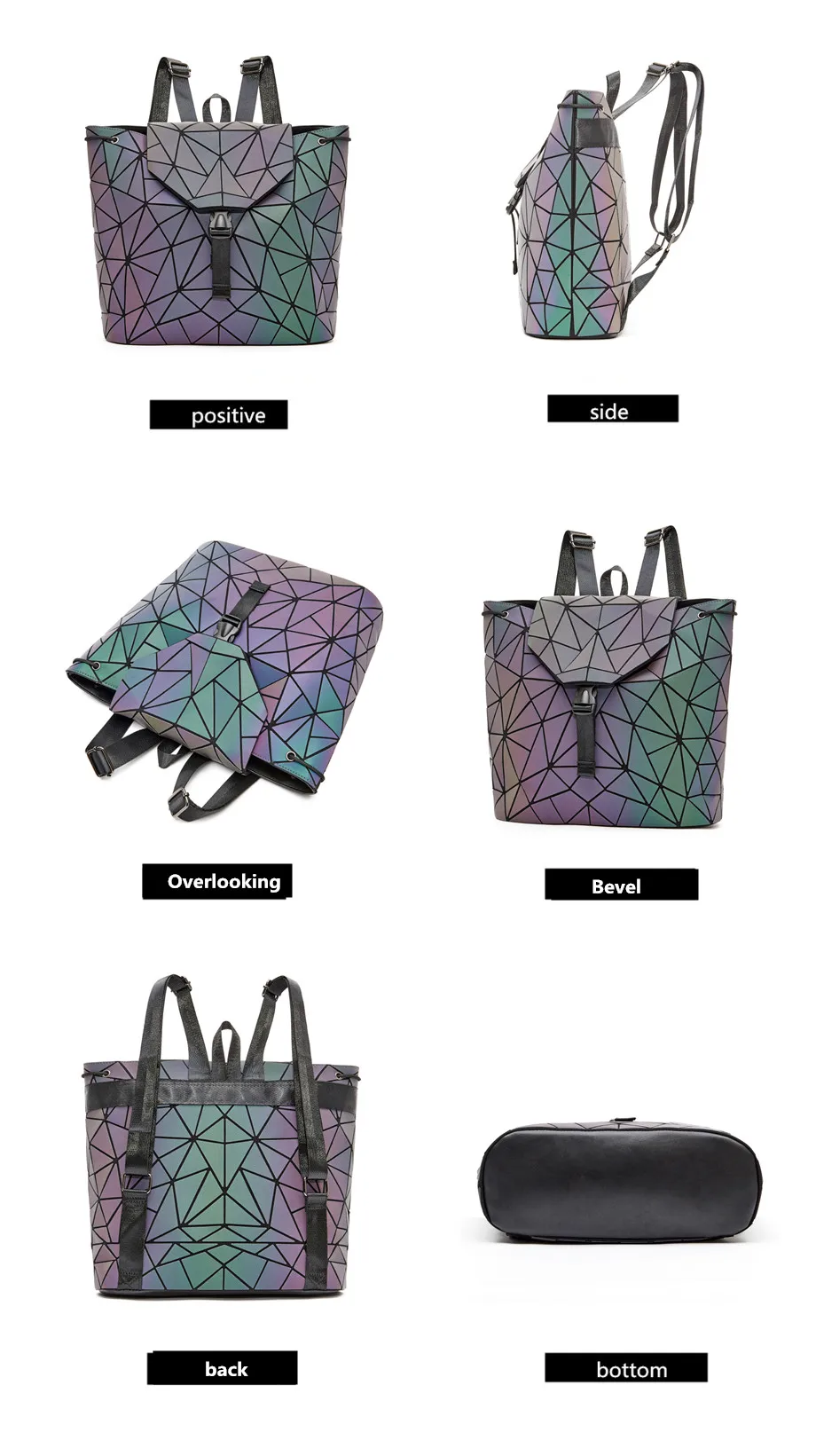 New Luminous Women backpack Geometric Folding Backpack For Teenage Boy Girls School Bag Designers Bagpack Female Ladies Mochila