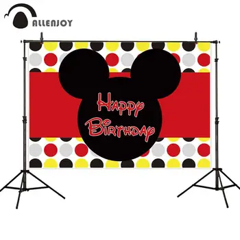 

Allenjoy photo backdrop mouse theme birthday baby shower colorful dots child party banner background photozone photocall decor
