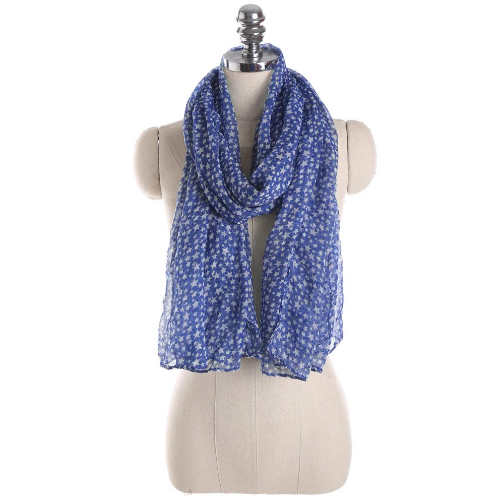Большие шали с принтом, Шелковый атласный шарф, винтажная обёрточная бумага, элегантный женский кружевной длинный шарф с принтом звезд, теплая шаль