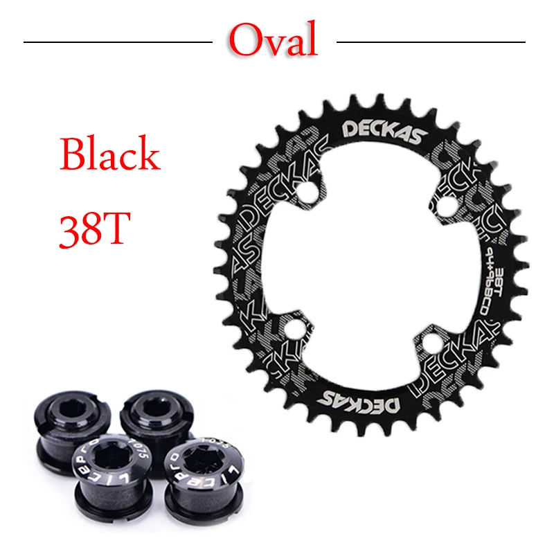 Deckas MTB велосипедная передняя звезда 96BCD узкая широкая горная цепь для дорожного велосипеда кольцо 32 T/34 T/36 T/38 T симметричная цепь с болтом 4PC - Цвет: oval black 38t