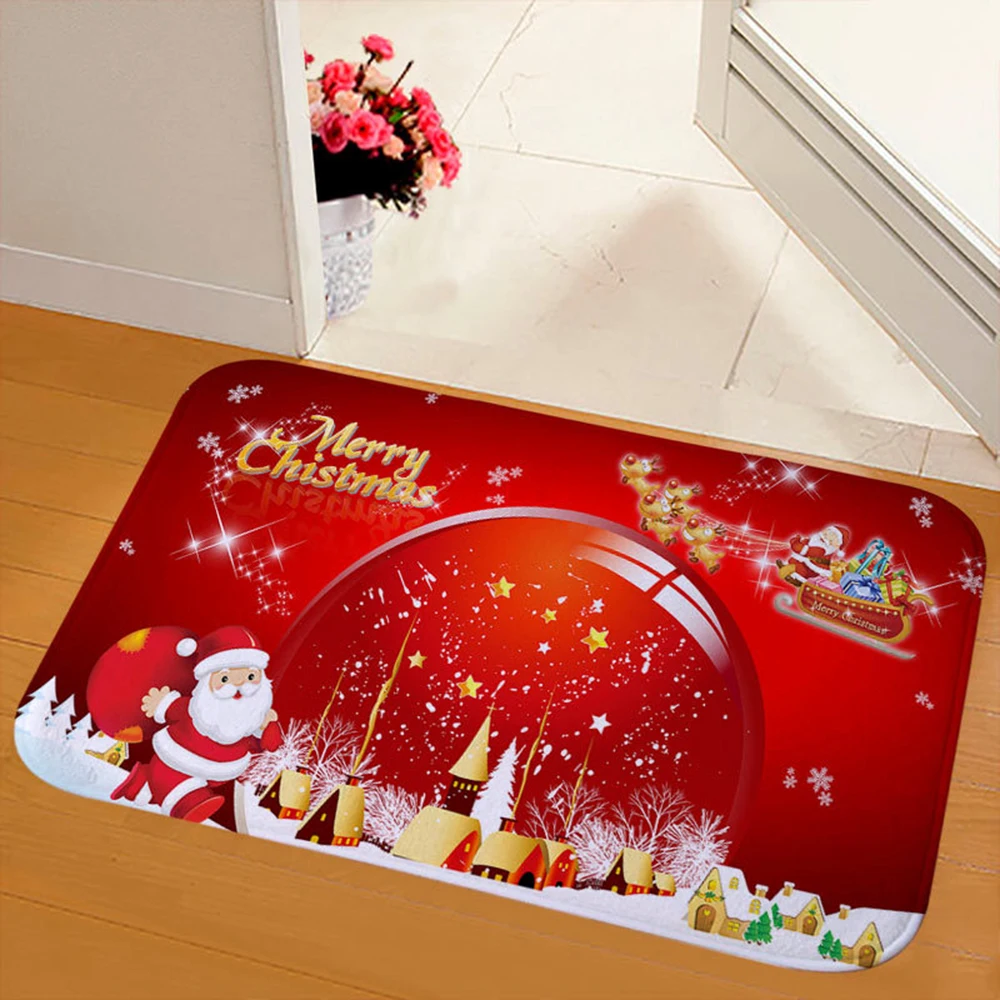 New 6 Styles Christmas Lunch Mat Bath Mats Flannel Printing Bathroom Rug Toilet Water Absorption Antiskid Floor Mat Decoration