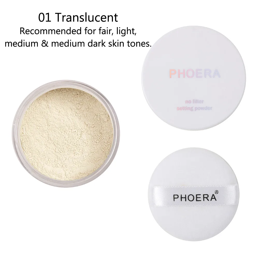 Hot Fashion Powder PHOERA Loose Face Powder Matte Oil Control Translucent Smooth Foundation Makeup Powder Beauty Drop Shipping