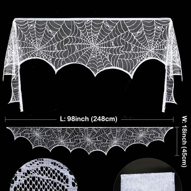 Ourwarm/Вечерние черные кружевные тканевые скатерти для стола на Хэллоуин 100 см, чехлы для стола, подвесные окна, ужасы, украшения для дома на Хэллоуин - Цвет: Fireplace Scarf