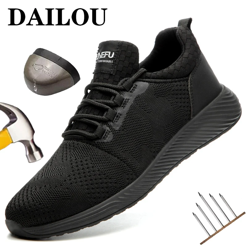 Botas de trabajo de seguridad para hombre, zapatos protectores de seguridad con punta de acero, indestructibles
