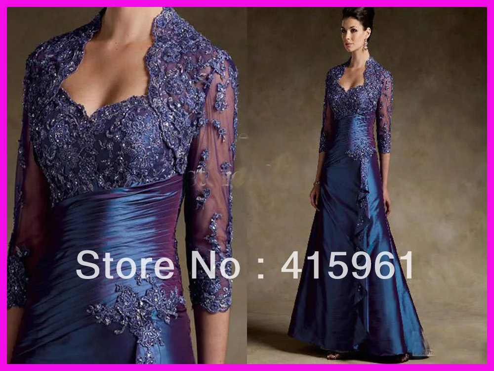 Vestido de madrinha кружева стидосы madre novia Королевский Синий тафта с бисером мать невесты платья с кружевной курткой