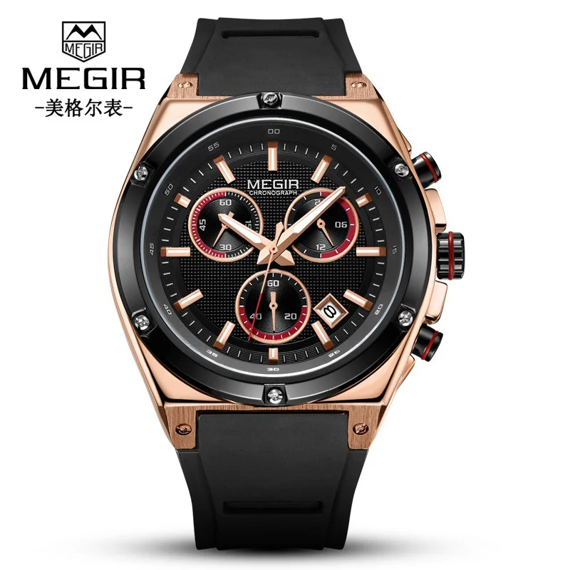 

[New Style Natural Detox Gainer Fashion Multi-functional Timing Sports Silica Gel Quartz MEN'S Watch] Model: 2073G