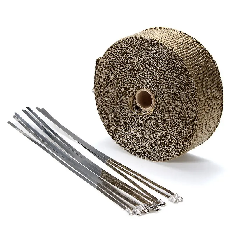 5M/10M/15M Roll Fiberglass Heat Shield Motorcycle Exhaust Thermal Tape Header Pipe Heat Wrap Tape with Stainless Ties A - Image 3
