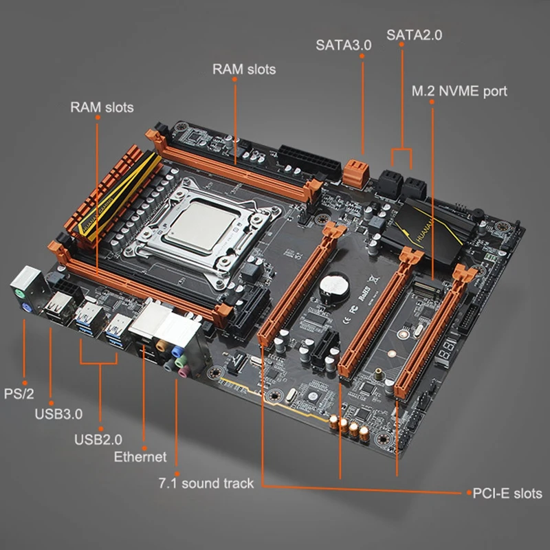 HUANANZHI Deluxe X79 LGA2011 материнская плата с M.2 слотом cpu Xeon E5 2640 C2 с кулером ram 16G(4x4G) RECC