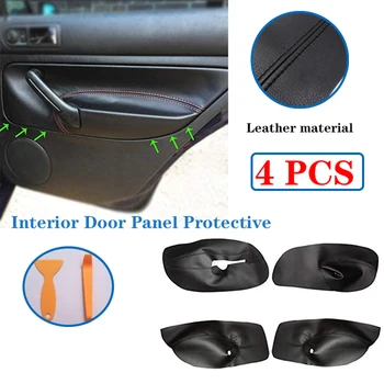 

LHD Car Door Armrest Cover Interior Door Panel Protective for Golf 4 MK4 Bora Jetta 1998- 2005 Black
