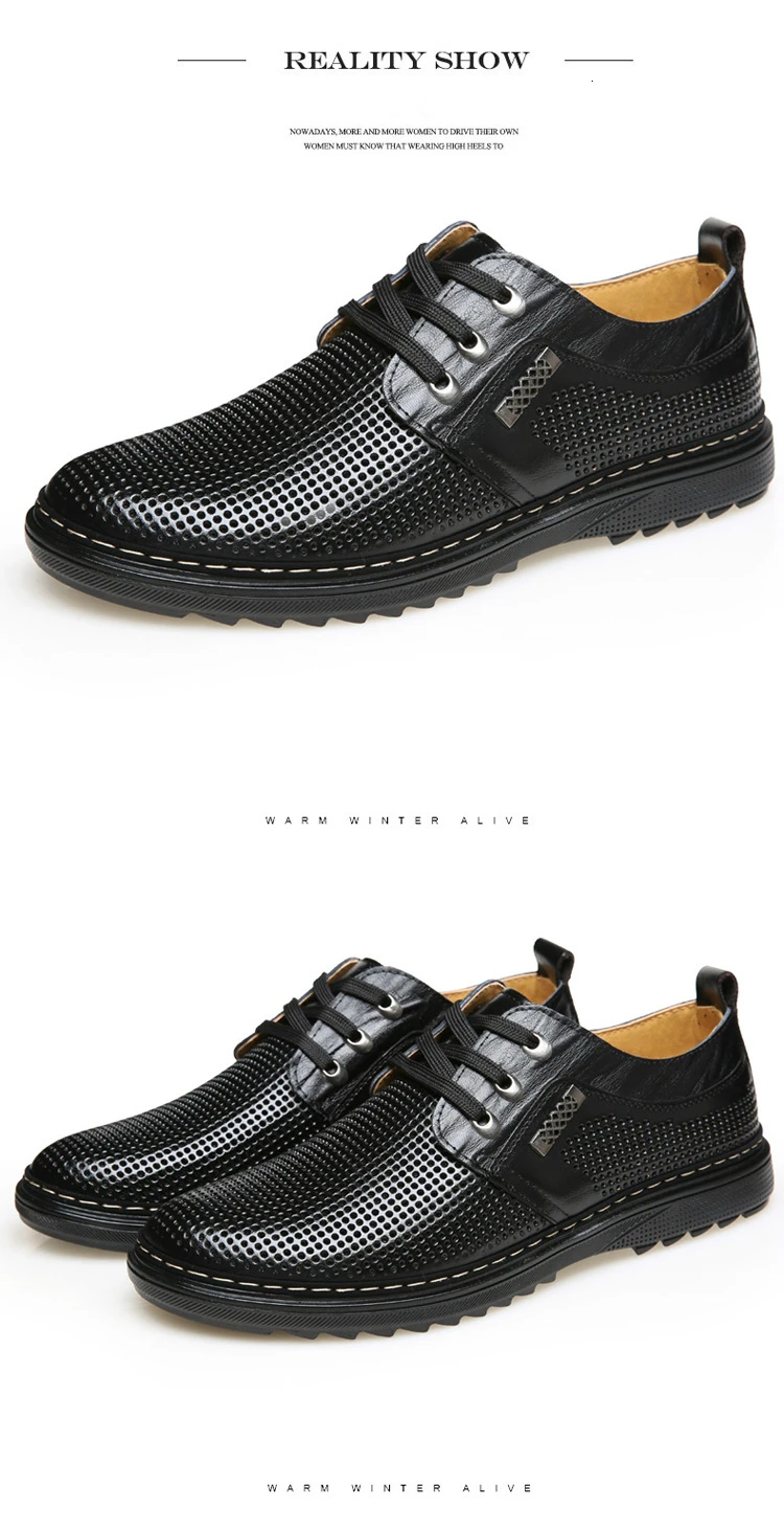 IMAXANNA/летние мужские туфли из натуральной кожи мужские кожаные сандалии с дырочками дышащие деловые модельные туфли черного, коричневого цвета, размеры 38-44