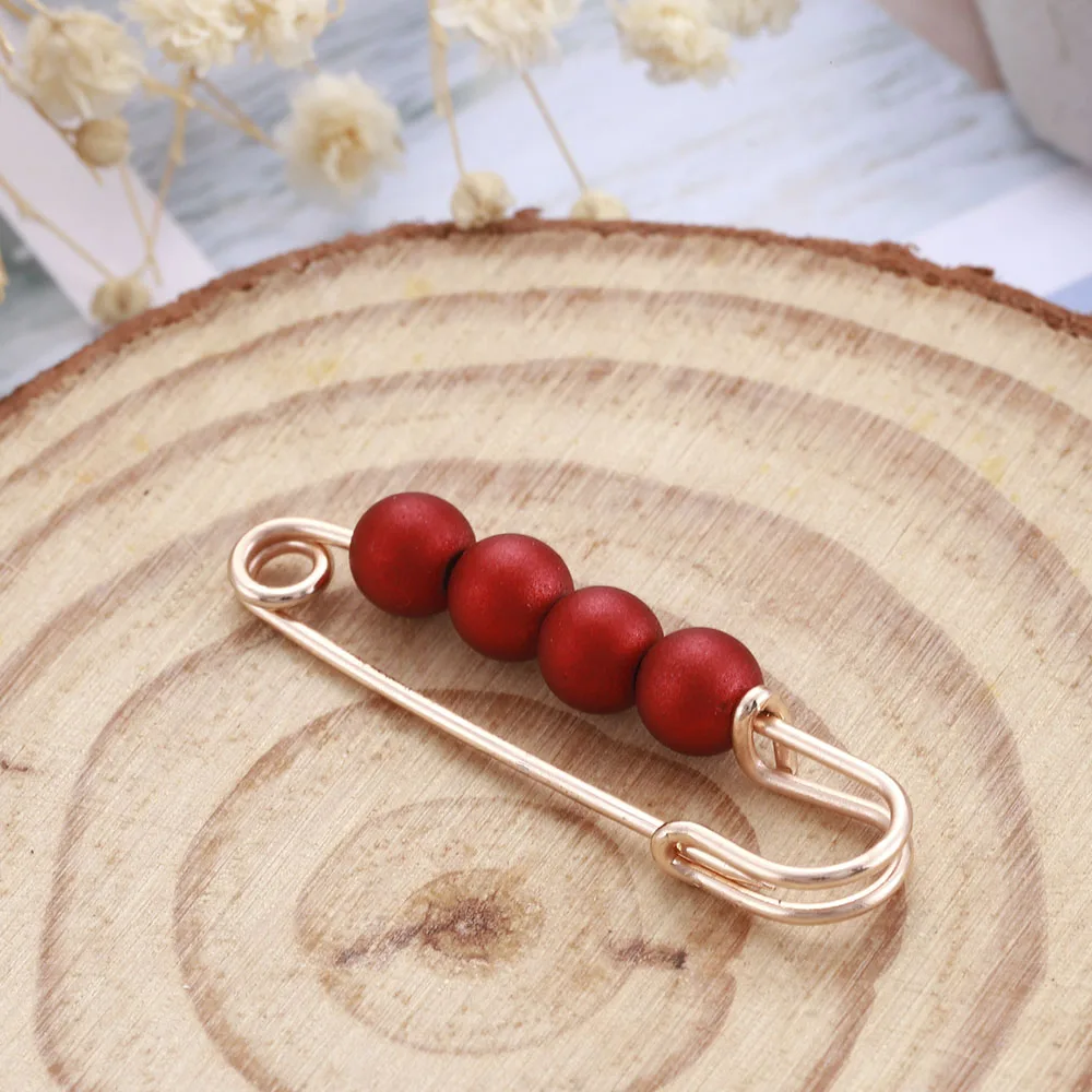 Fashion Pearl Fixed Strap Charm Safety Pin Brooch Sweater Cardigan Clip Chain Brooches Jewelry