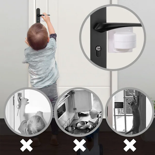 Home Universal ABS Protection Device for Children Safety ABS Anti-open Handle Locks Door Lever Lock Baby Kids Safety Doors Lock 4