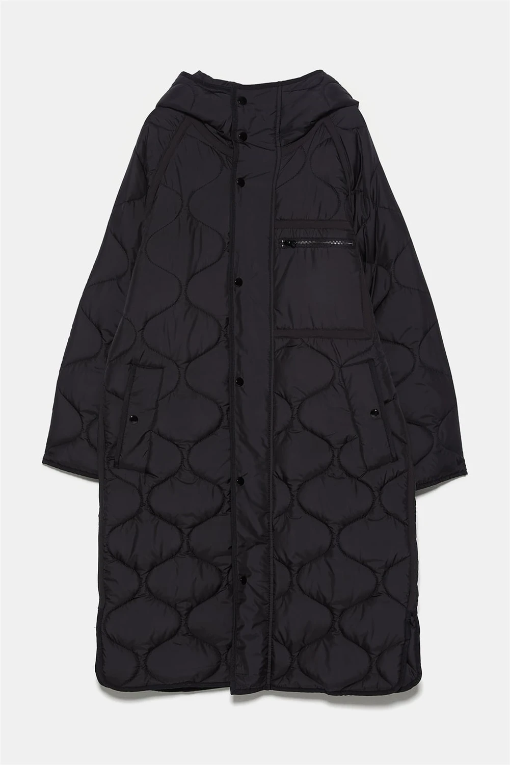 ZA Женская одежда из хлопка, модное новое зимнее свободное хлопковое пальто, богемное женское приталенное пальто с круглым вырезом и длинными рукавами