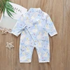 0-18M New Spring Autumn Baby Girl Boys Clothing Jumpsuit Long Sleeve Floral Print Lovely Soft Baby Kimono Playwear 2