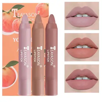 

TEAYASON 3Pcs/Set Matte Velvet Lipstick Pen No Fading Lip Waterproof High Fog Stick Pigmented Durable Nude Lip Makeup Stick Z3B5