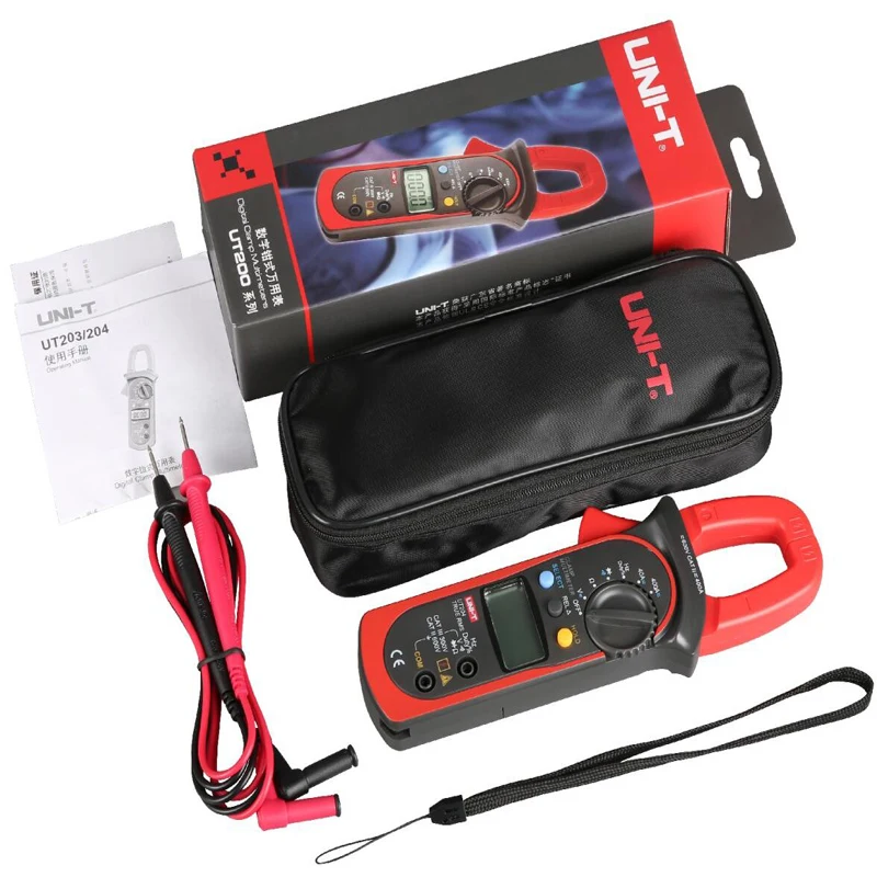 UNI-T UT204 3 3/4 Digit True RMS Авто Диапазон Цифровой клещи для 40~ 400A AC/DC Измерение тока