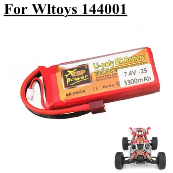 

Original For Wltoys 144001 car 2s 7.4 V 3300mAh Lipo battery T Plug for Wltoys 1/14 144001 RC car boat spare parts