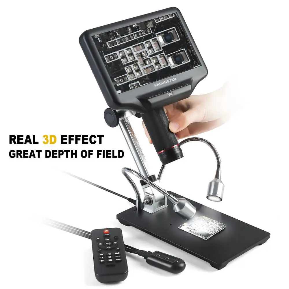 270X 1080P Andonstar AD407 High-Definition Digital Biological Microscope Camera for Soldering with 7 Inch 3D Screen and Bracket